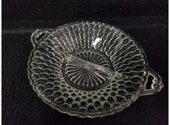 Vintage Divided Indiana Glass Relish Condiment Clear Honeycomb Dish