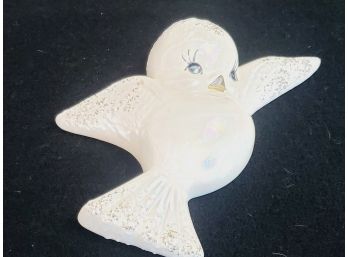 Vintage Chubby Little Bird Ceramic White & Gold Wall Decor