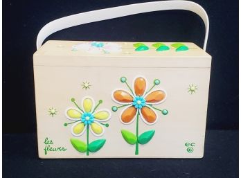 Very Nice Vintage 1970s Enid Collins Wood Hand Decorated & Painted Box Purse Les Fleurs Handbag