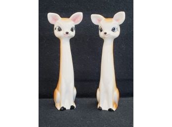 Cute Vintage Pair Deer Tall Long Neck Salt And Pepper Shakers