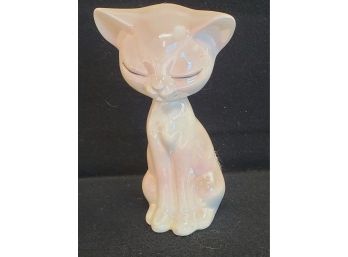 Vintage MCM Pink Iridescent Big Head Siamese Cat Figurine