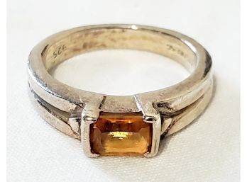 Vintage Colore Sg Sterling Silver 925 Ladies Size 5 Citrine Ring