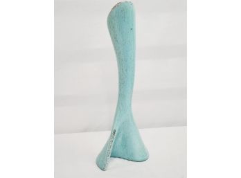 Great MCM California Originals Pottery Abstract Design Turquoise & Gold Flecked Bud Vase