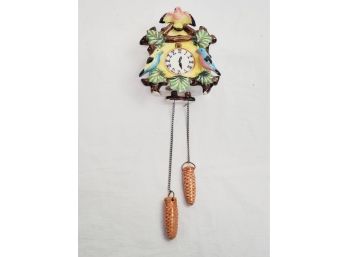 Vintage Mid Century Tilso Ceramic Hand Painted Bird Cuckoo Clock Planter Wall Pocket