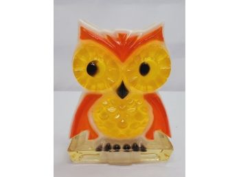 Great Little Vintage Lucite Owl Napkin Ring - Bright Yellow, Orange & Black