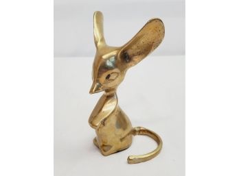 Vintage MCM Big Earred Solid Brass Whimsical Mouse Figurine