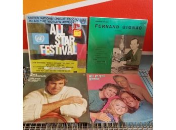 Lot Of 4 Vinyl Records -Fernand Gignac, Burt Bacharach, All Star Festival With Louis Armstrong