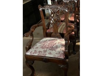 Mahogany Chair With Toile Fabric Seat