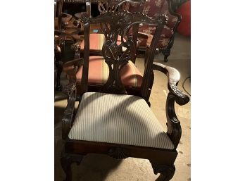 Mahogany Chair With Ticking Stripe Seat