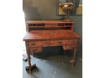 Red Wooden Writing Desk