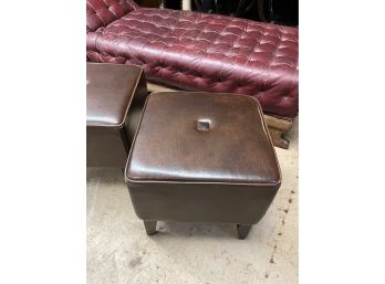 Pair Of Leather Ottomans