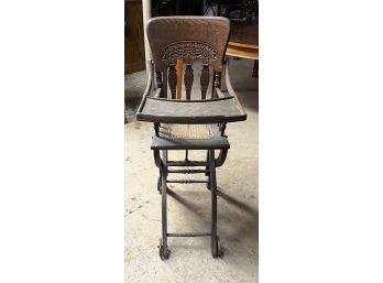 Antique Oak High Chair/Baby Stroller