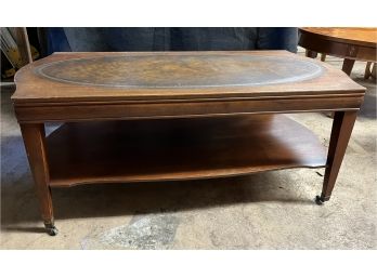 Leather Inlaid Coffee Table