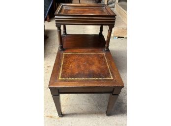 Side Table With Leather Inset