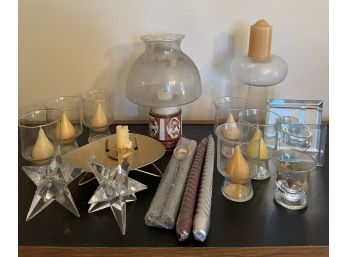 Nice Assortment Of Candleholders And Candles