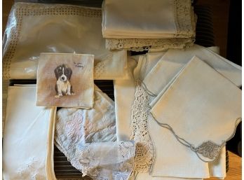 Ivory Assortment Of Laced Table Linens