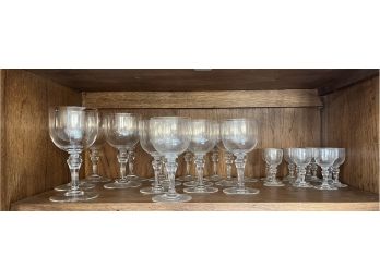 Assortment Of Clear Champagne, Water, Wine And Cordial Glasses