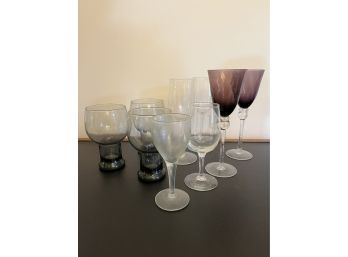 Stemware Assortment - Purple Wine, Smoke Grey Beer, Clear Glasses