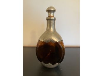 Vintage Amber Glass & Pewter Decanter Royal Holland Daalderdrop