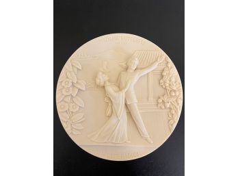 La Scalia Italian Madame Butterfly Ivory Alabaster Plate