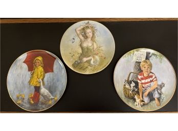 Collector Plate Assortment (3) Rainy Day Fun - La Jenner Fille DEte - Kittens For Sale