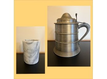 Pewter Ice Bucket Beer Stein And Marble Wine Chiller