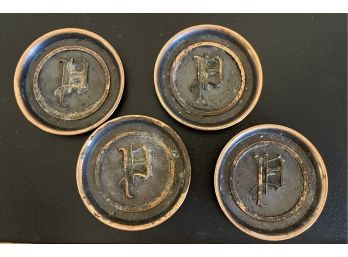 Copper Coasters Monogrammed 'P' (4)