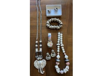 White & Silver Tone Jewelry Collection