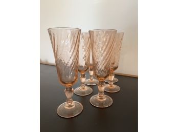 Rosaline Pink Blush Glass Flutes(6)