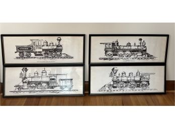 Set Of Black Sketch Locomotive Art (4)