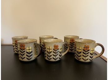 Hand-painted Floral Dot Coffee Cups (6)