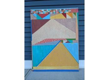 Large Brightly Colored Faith Dorian Wright Mixed Media Painting On Canvas