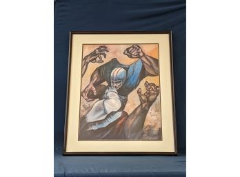 Football Lithograph By Afro American Artist Ernie  Barnes Jr - Poster