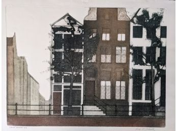 Pencil Signed Ann Mitchell 'Canal Houses' 6/10 Lithograph