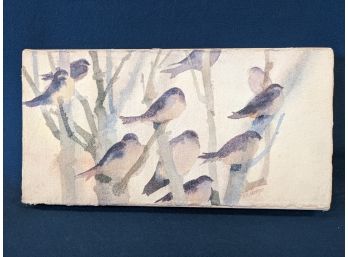 Sharon Morgio Misty Morning Birds Watercolor Painting Signed