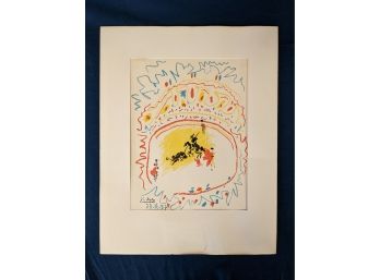 'Toromachia' Bullfight 'La Petite Corrida' Original 1957 Pablo Picasso Colored Lithograph With Gallery Label