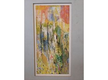Signed Douglas Kent Abstract Watercolor Painting With Bright Tropical Colors