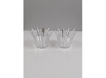 Hard-to -find 1960s Skruf Sweden Crystal Candle Holders - Bengt Edenfalk Design