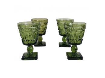 Vintage Indiana Glasses: Green Colony Park Lane Glass Goblets