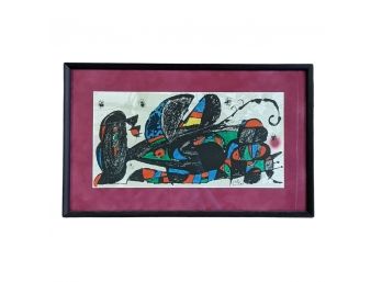 Framed Joan Miro's Esculator Iran, 1974 Plate-Signed Lithograph