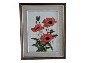 Framed Original, Signed Poppy Painting