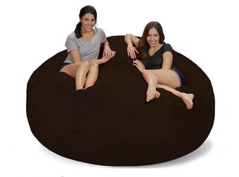 Massive Foam Filled   Chenille Feel  Fabric Covered Black Bean Bag Chair