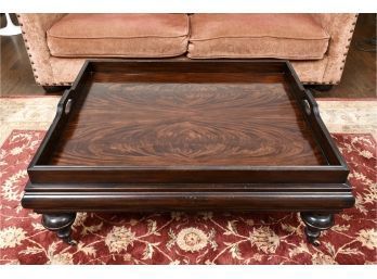 Ralph Lauren Bohemian Tray Top Flame Mahogany Coffee Table On Brass Casters