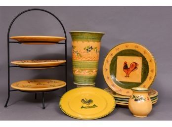 Collection Of Terre Provence French Art Pottery Plates, Vase And More