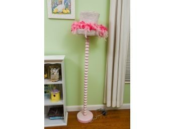Quirky Fun Pink Floor Lamp With Feathered Hat