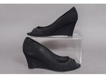 Pair Of Salvatore Ferragamo Wedge Peep Toe Shoes (Size: 9)