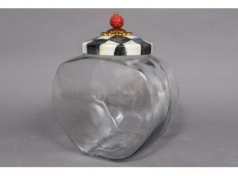 NEW! MacKenzie Childs Cookie Jar With Courtly Check Enamel Lid