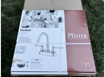 NEW! Henlow 4' Centerset Lavatory Faucet With White Ceramic Handles