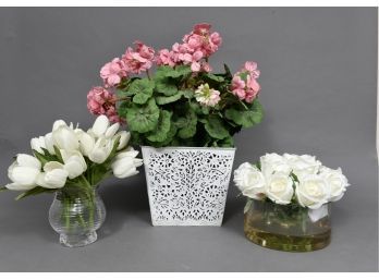 Collection Of Three Faux Floral Arrangements