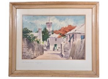Adolph TREIDLER (1886 - 1981) Watercolor Painting Titled Old Maid's Lane St. Georges